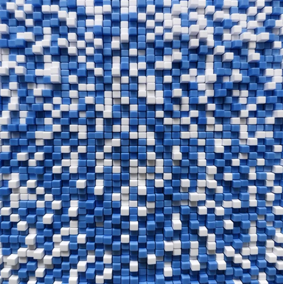 Mosaic of blue and white cubes, suggesting a video stream divided into segments